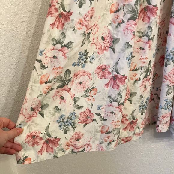 Vintage 80s Periwinkle Belted Shirtdress 6 White Floral Coquette Cottage Pinup - Picture 9 of 16